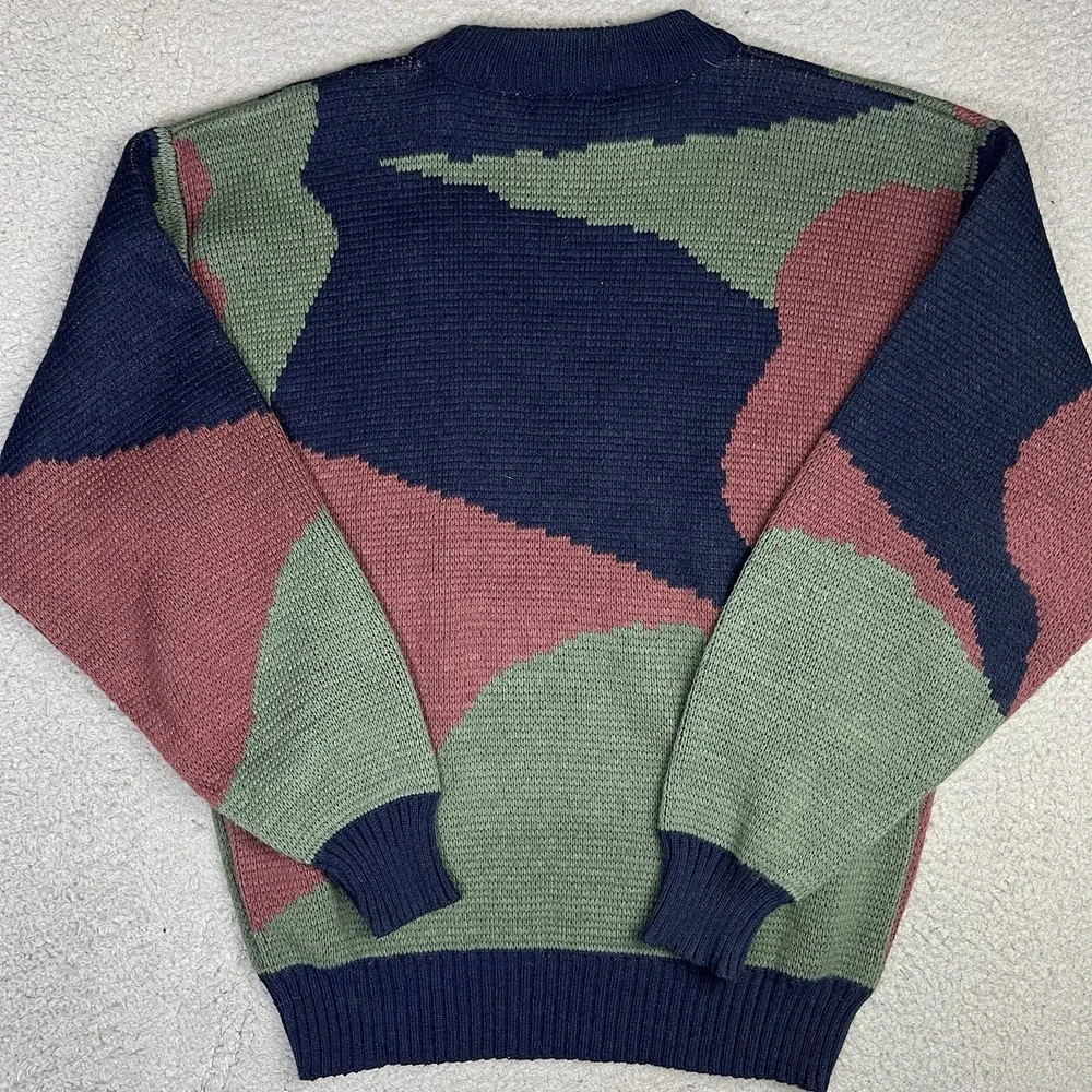 VTG 90s Golf Sweater Mens Medium Colorblock Embroidered Golfer Knit Pullover